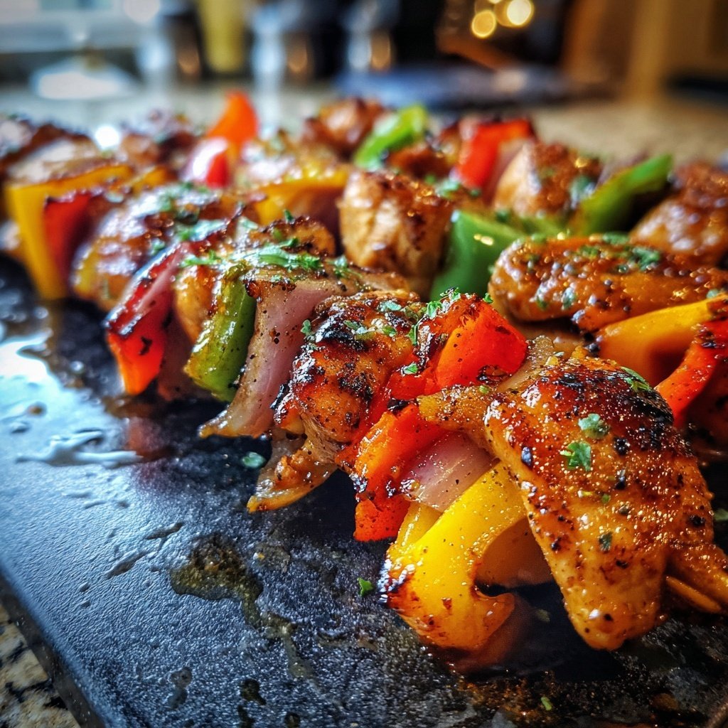 Gegrillte Hähnchenspieße Mit Zwiebeln