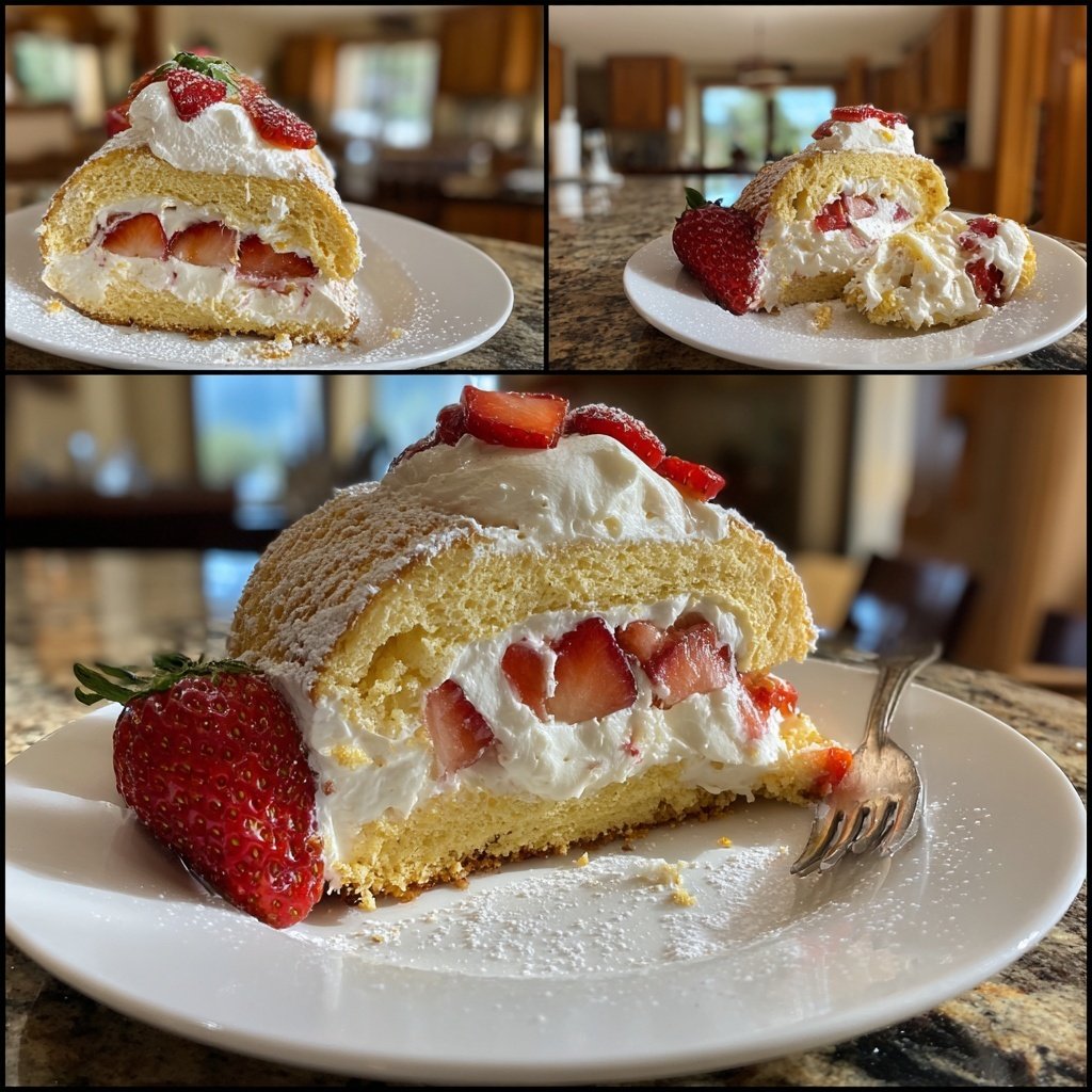 Erdbeer Mascarpone Biskuitrolle